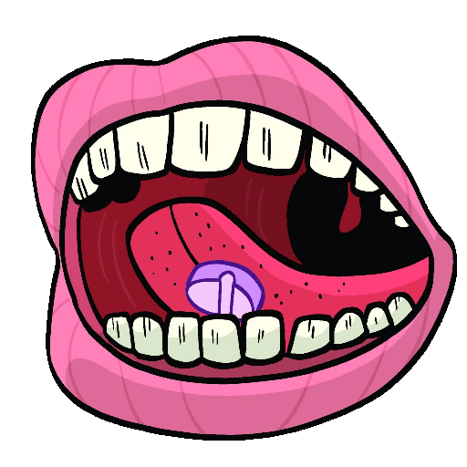 Open mouth with pill under tongue